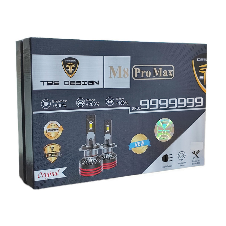 هدلایت لامپ خودرو تی بی اس دیزاین مدل M8 Pro Max پایه 9005 بسته دو عددی